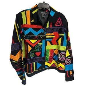 Vintage Daniel K Colorful Geometric Pattern Jacket